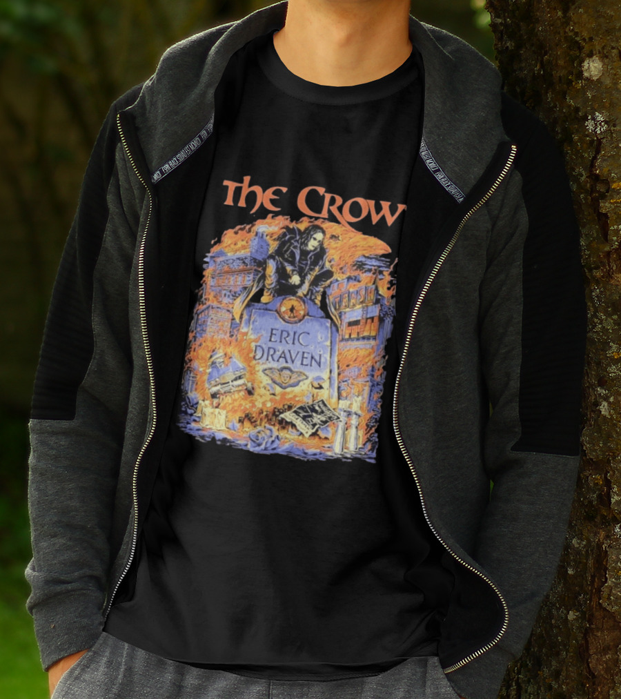 The Crow Eric Draven Devil's Night Trash City Buildings Flames T-Shirt
