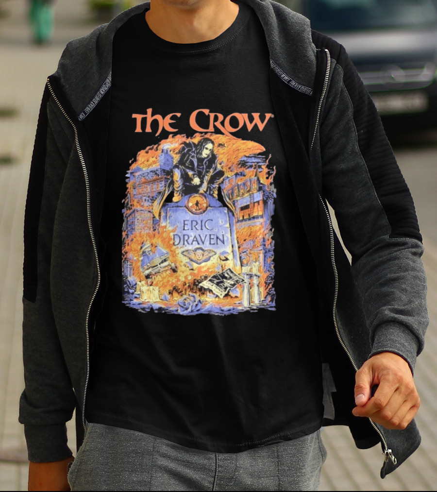 The Crow Eric Draven Devil's Night Trash City Buildings Flames T-Shirt
