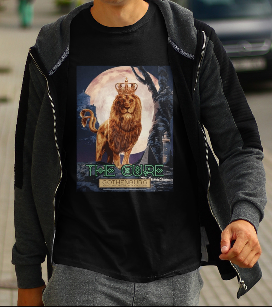 The Cure Gothenburg Way Out West Festival August 14 2026 Limited Edition Lion Crown Full Moon T-Shirt