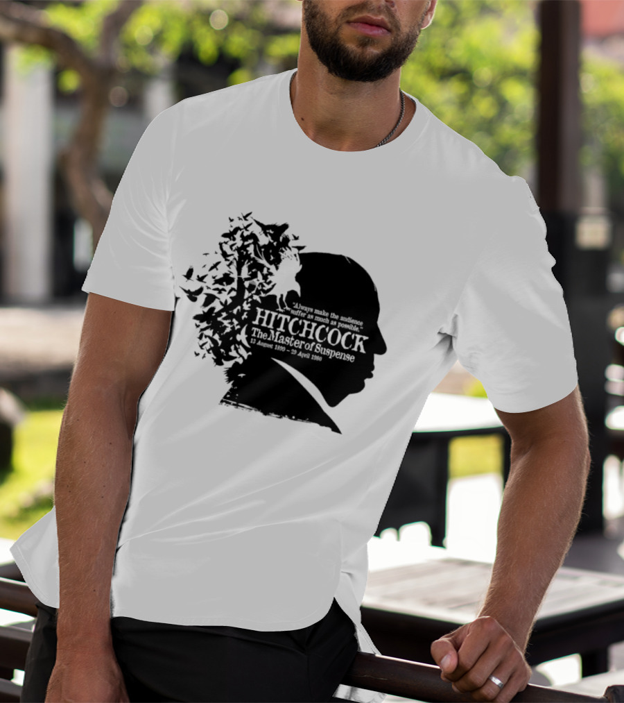 Alfred Hitchcock The Master Of Suspense Silhouette Birds 1899 1980 T-Shirt