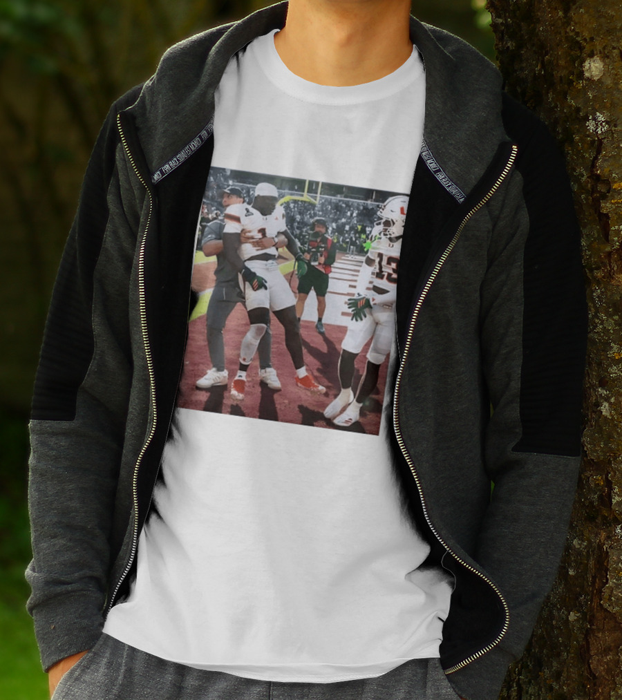 Miami Hurricanes Football Players Number 1 And 13 Celebration On Field T-Shirt