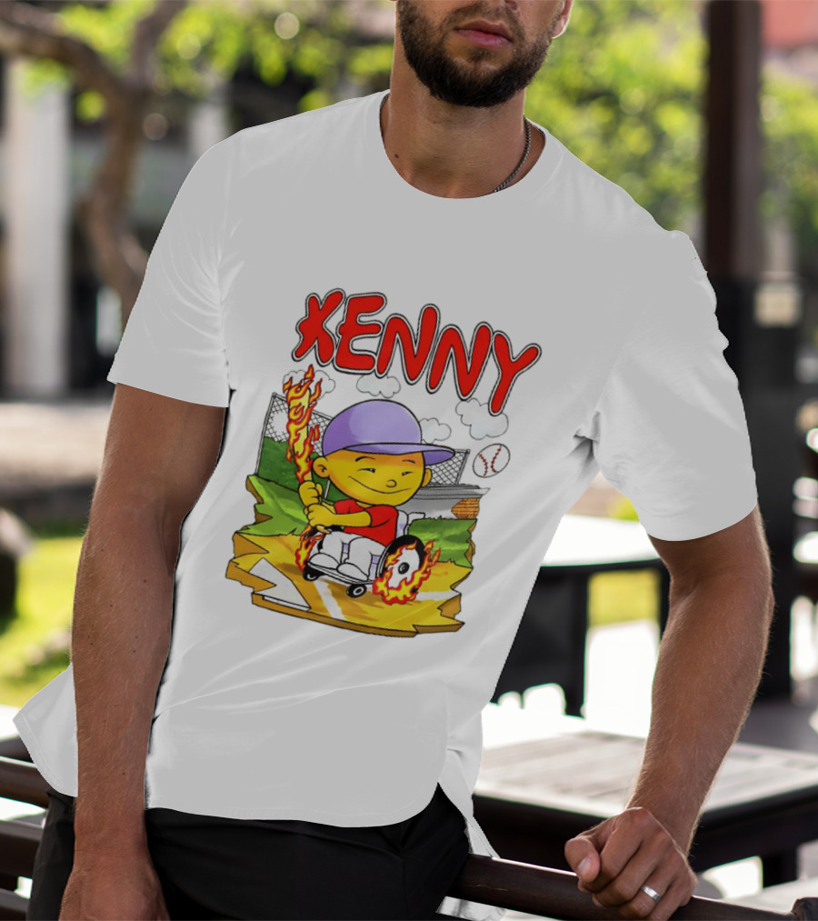 Kenny Kawaguchi Backyard Baseball Character Wheelchair Flames T-Shirt