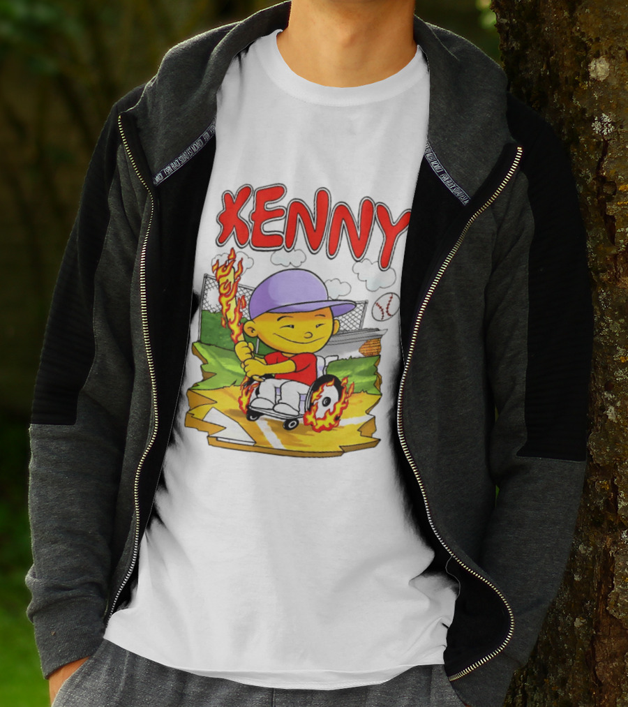 Kenny Kawaguchi Backyard Baseball Character Wheelchair Flames T-Shirt
