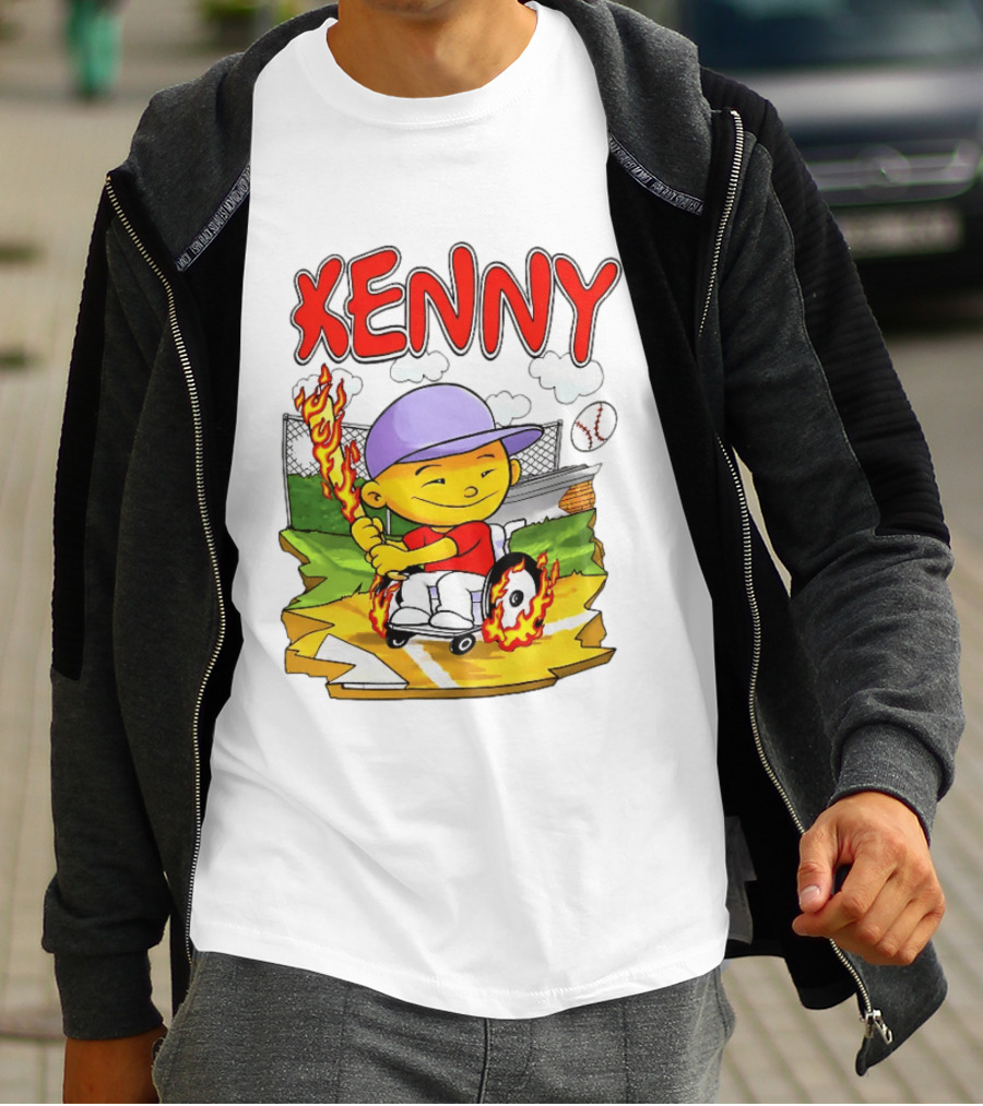 Kenny Kawaguchi Backyard Baseball Character Wheelchair Flames T-Shirt