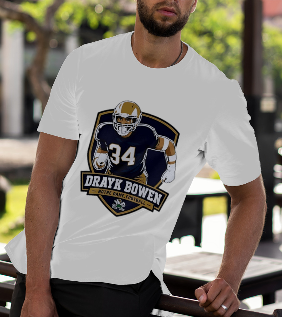 Drayk Bowen Notre Dame Football 34 Fighting Irish NCAA T-Shirt