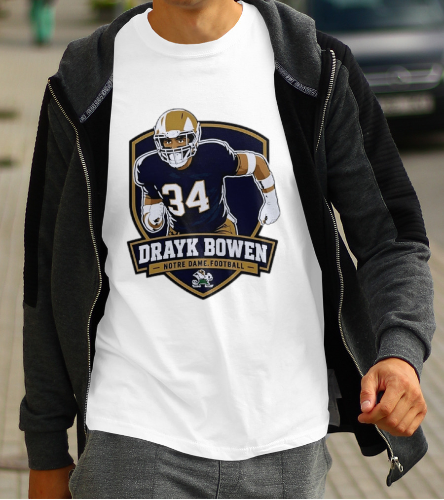 Drayk Bowen Notre Dame Football 34 Fighting Irish NCAA T-Shirt