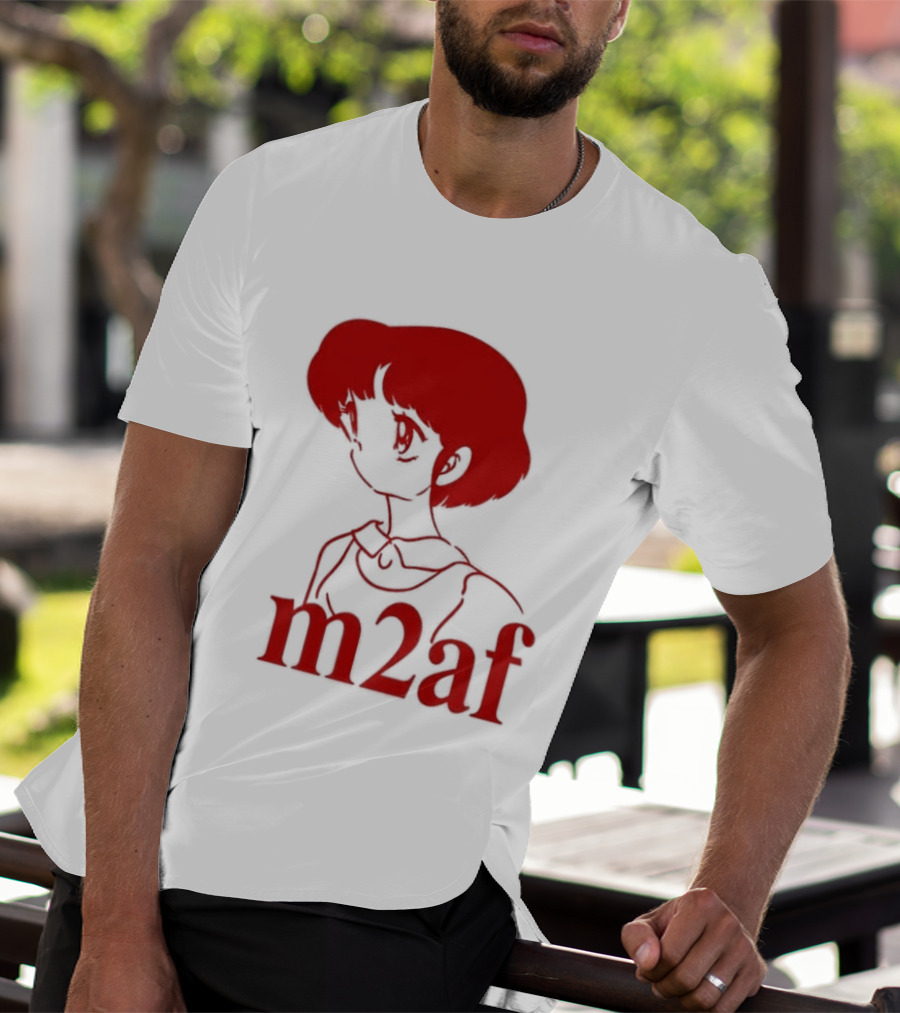 Nick M2af Ranma Anime Profile Red Sketch T-Shirt