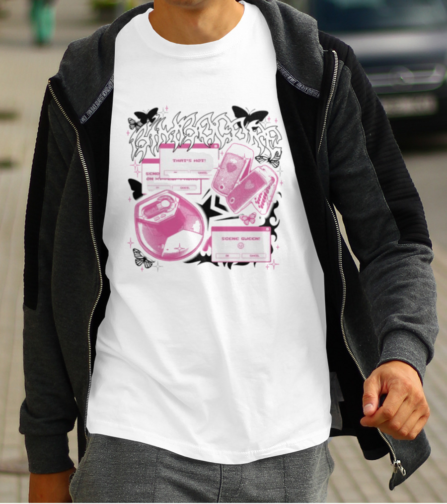 Nuclear Blast Store Bimbocore Y2K Scene Queen That's Hot Cancel Pink Butterfly Aesthetic T-Shirt