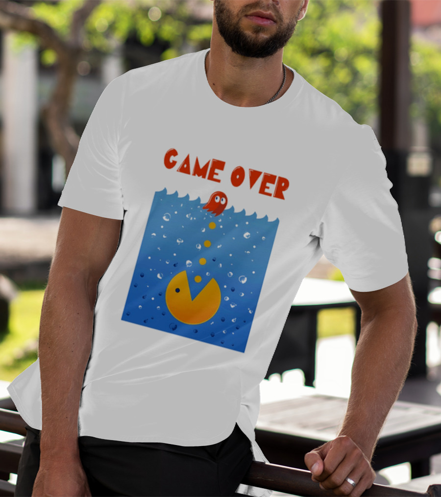 Pac Man Game Over Underwater Ghost Retro Gaming T-Shirt