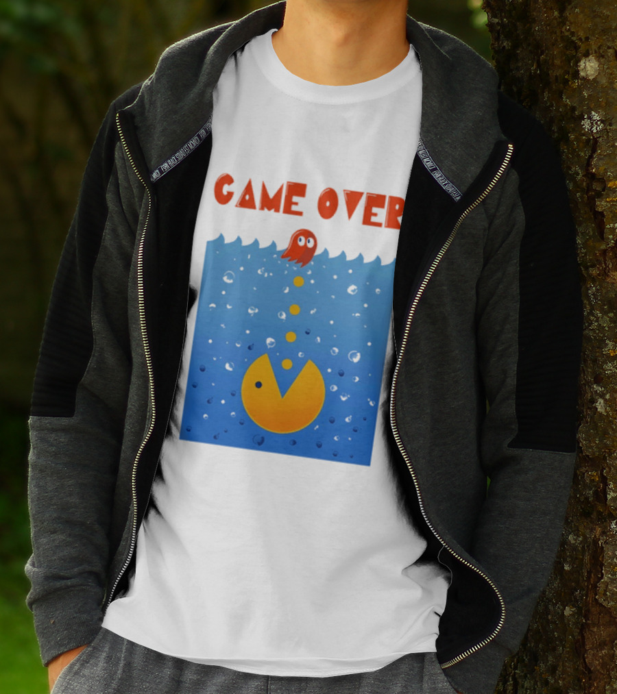 Pac Man Game Over Underwater Ghost Retro Gaming T-Shirt