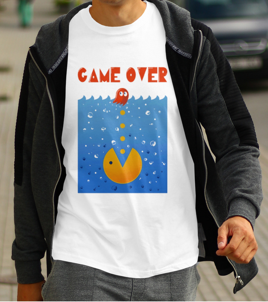 Pac Man Game Over Underwater Ghost Retro Gaming T-Shirt