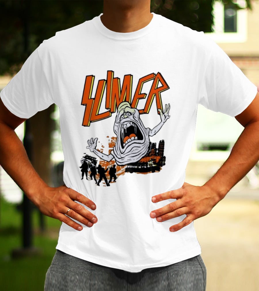 Slimer Ghostbusters 80s Movie Iconic Character Silhouette Scene T-Shirt