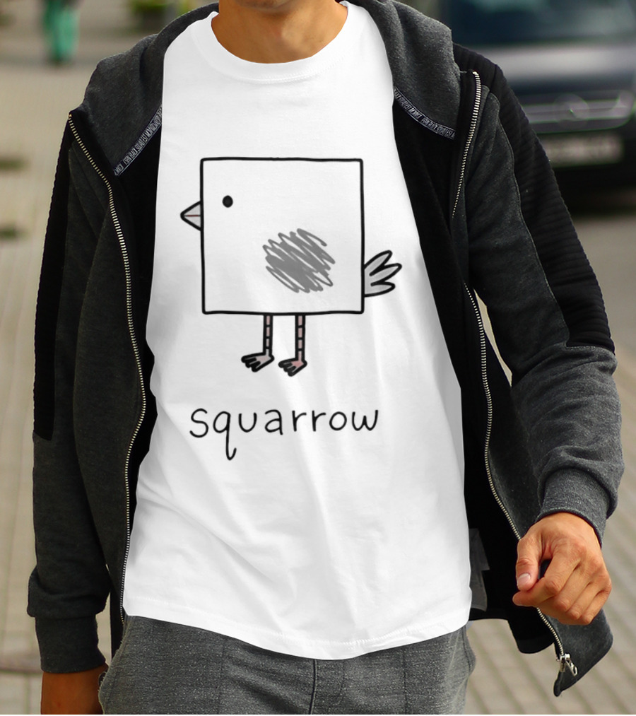 Squarrow Square Bird Doodle Animal Sketch T-Shirt