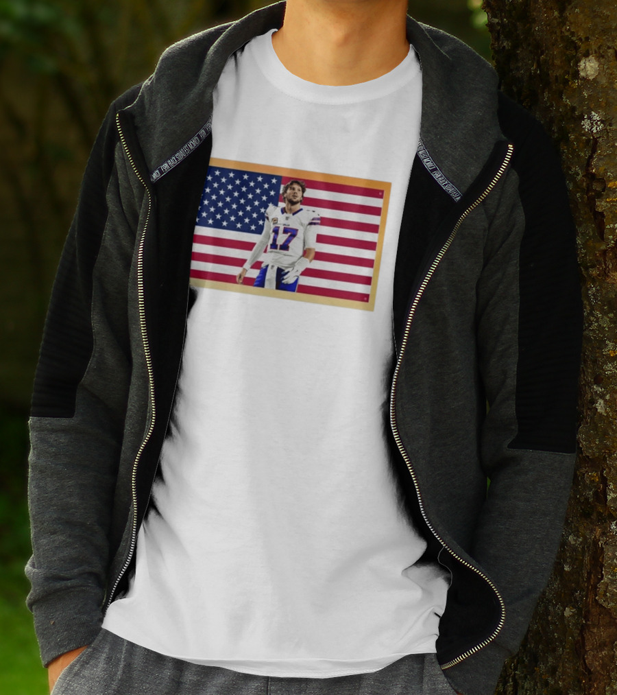 Josh Allen Buffalo Bills American Flag Football Star 17 T-Shirt