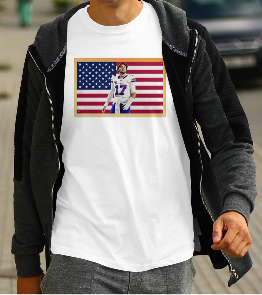 Josh Allen Buffalo Bills American Flag Football Star 17 T-Shirt