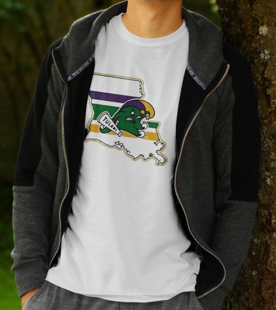 Tulane Green Wave Louisiana Mardi Gras Map T-Shirt