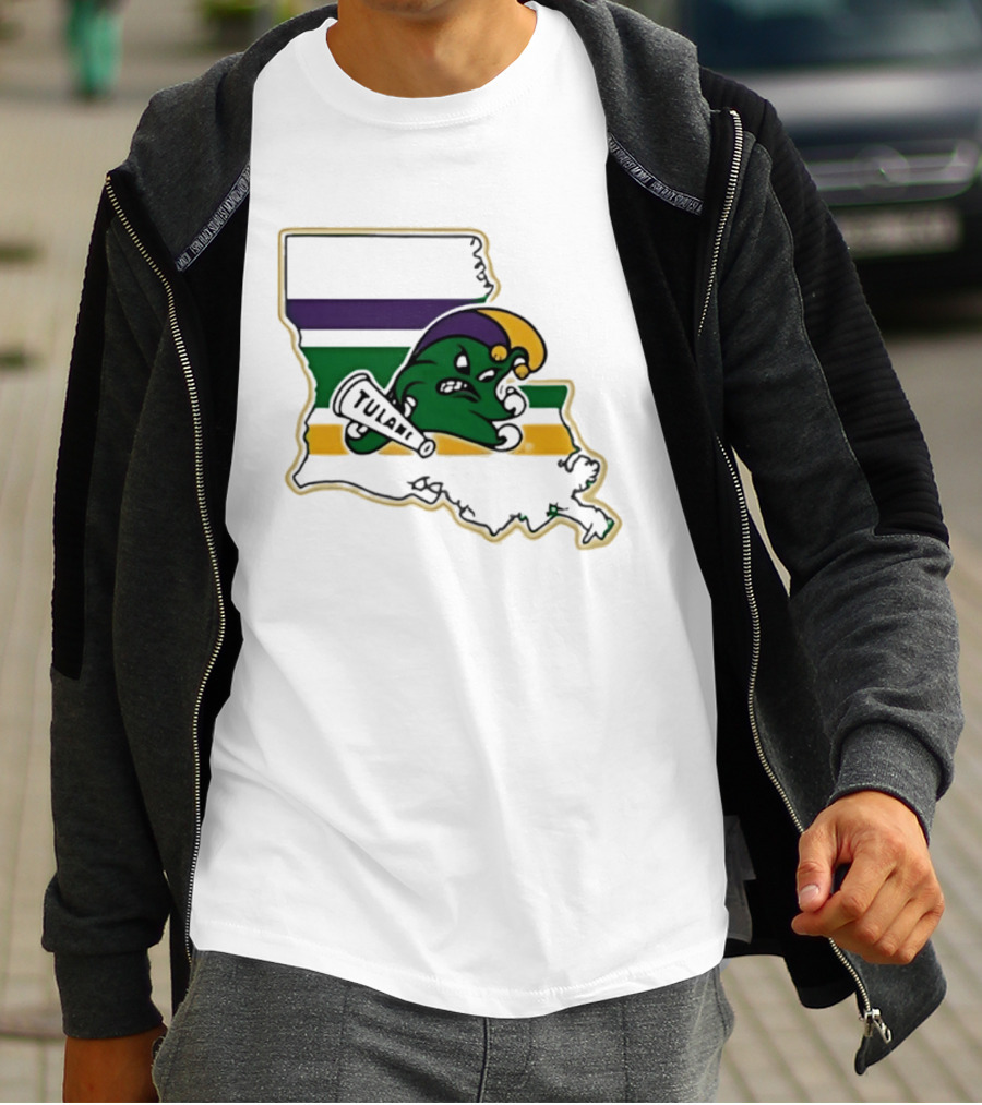 Tulane Green Wave Louisiana Mardi Gras Map T-Shirt