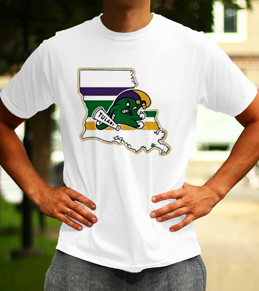 Tulane Green Wave Louisiana Mardi Gras Map T-Shirt