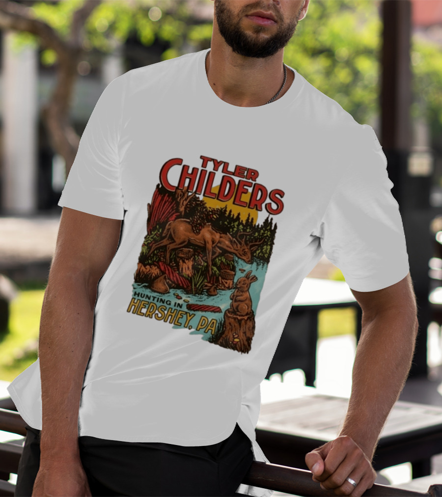 Tyler Childers Hunting In Hershey PA Deer And Rabbit Scene T-Shirt