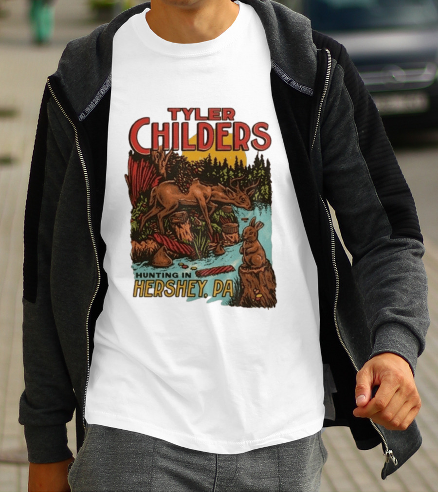 Tyler Childers Hunting In Hershey PA Deer And Rabbit Scene T-Shirt
