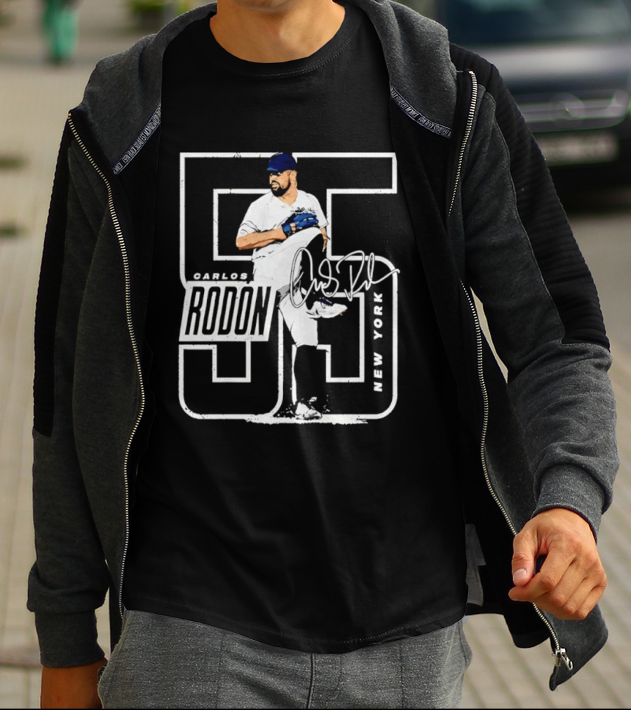 Carlos Rodon 55 New York Yankees Pitcher Signature Distressed T-Shirt