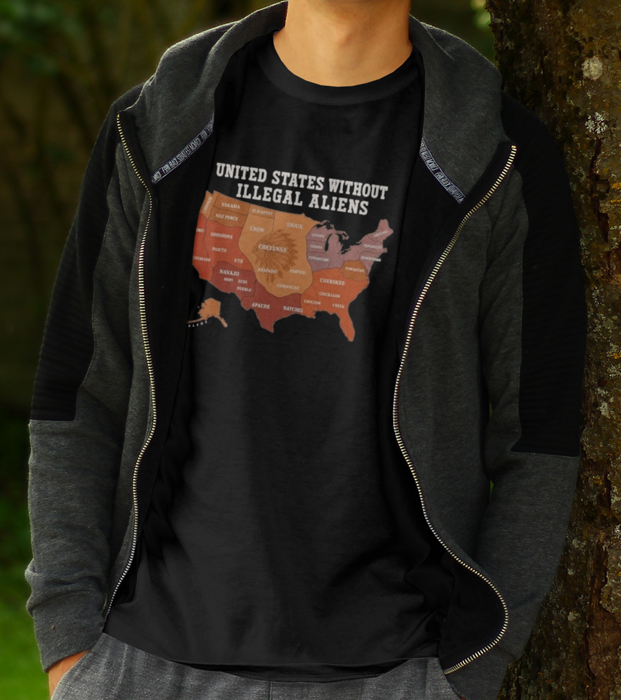 United States Without Illegal Aliens Native Americans Tribal Map T-Shirt