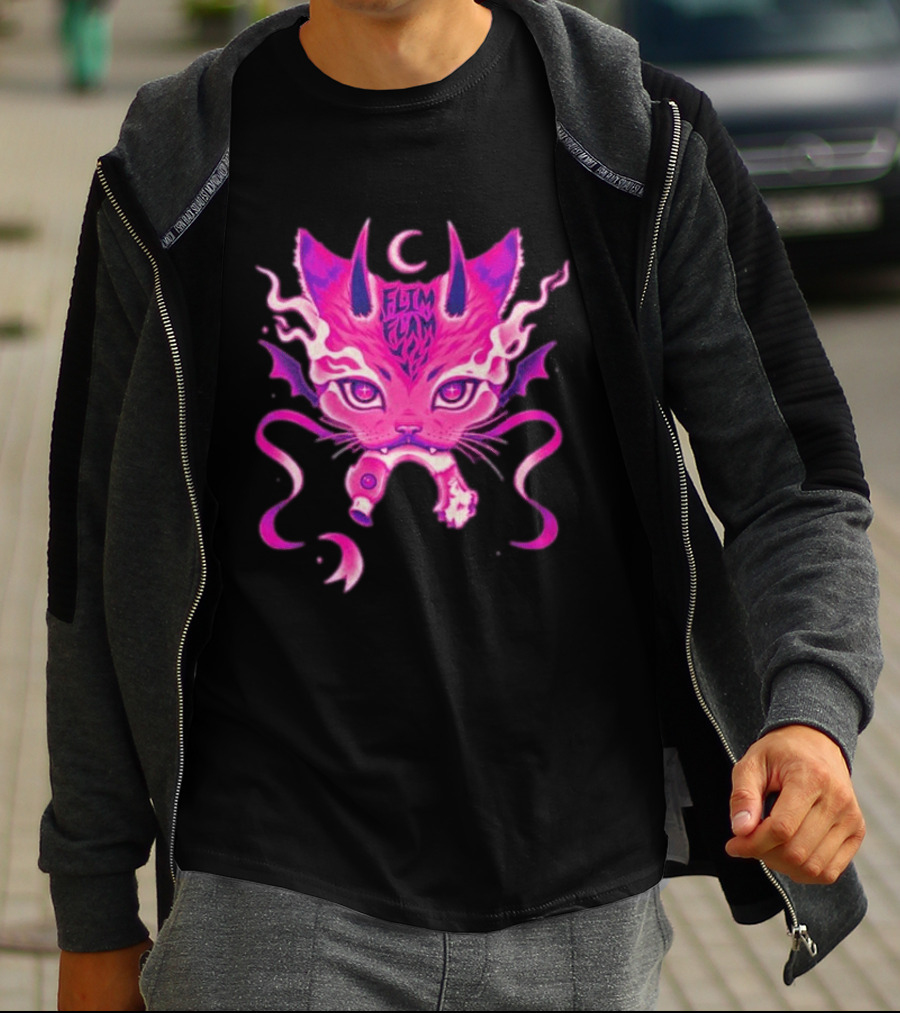Flim Flam Flamingo DevilCat Fantasy T-Shirt