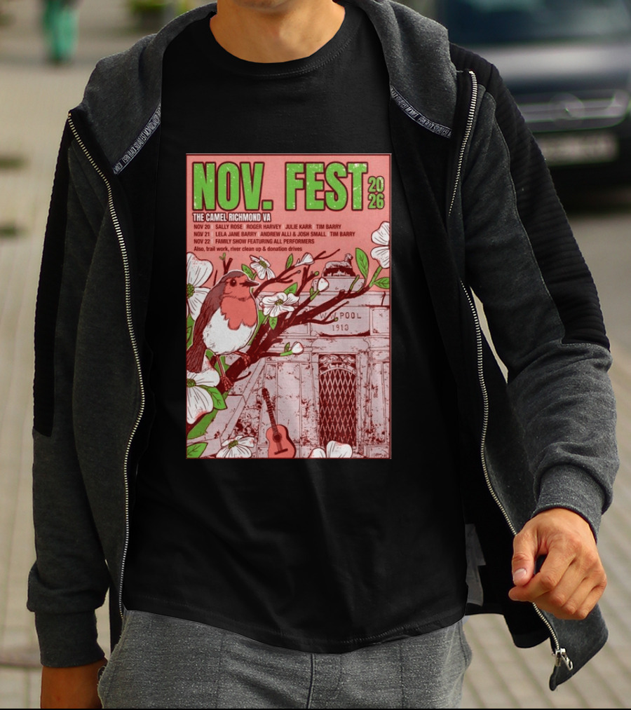 Nov. Fest 2026 The Camel Richmond VA Sally Rose Roger Harvey Julie Karr Tim Barry Lela Jane Barry Andrew Alli Josh Small Family Show T-Shirt