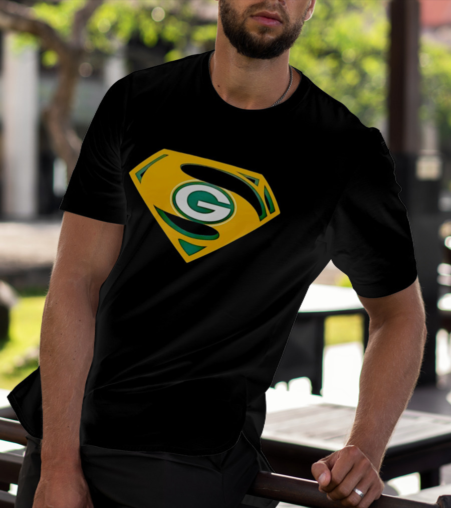 Green Bay Packers G In Superman Shield T-Shirt