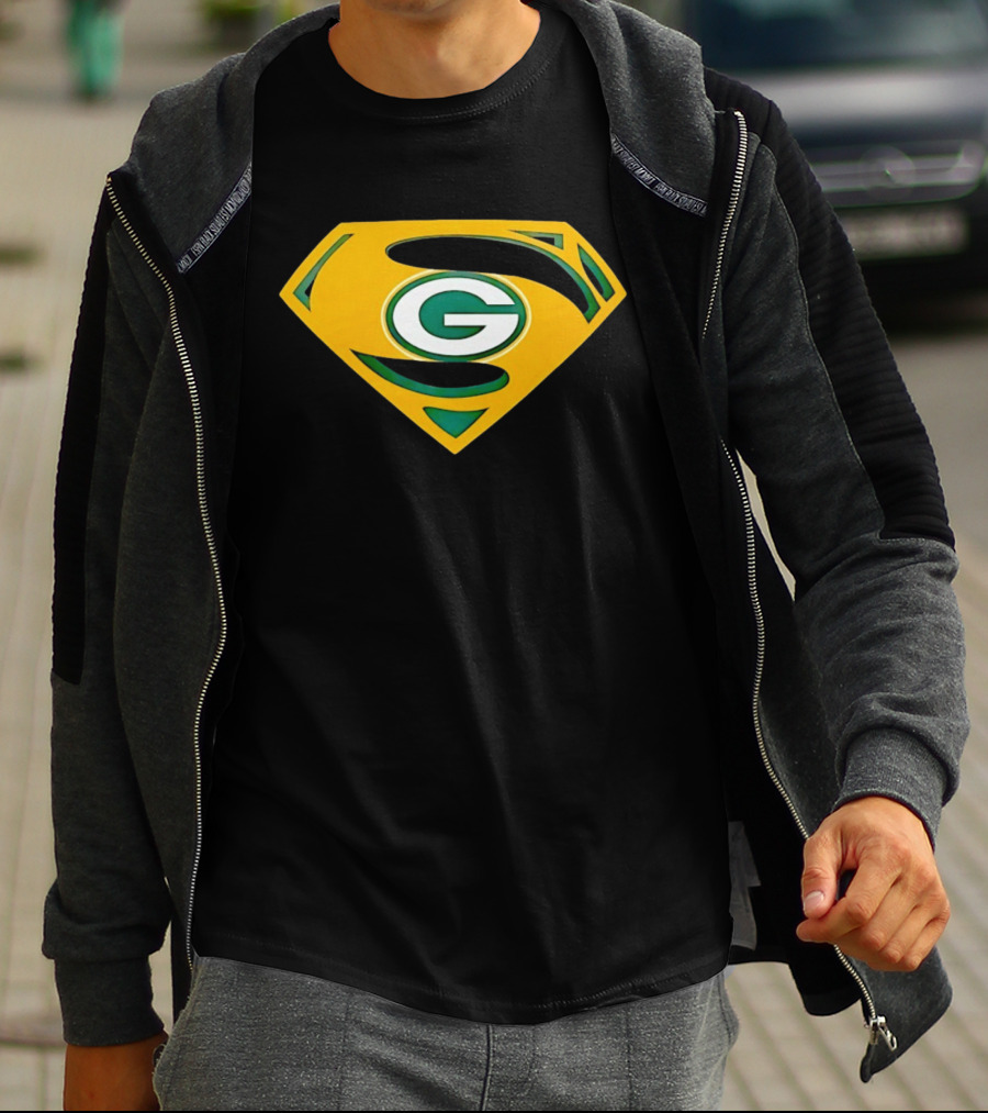 Green Bay Packers G In Superman Shield T-Shirt