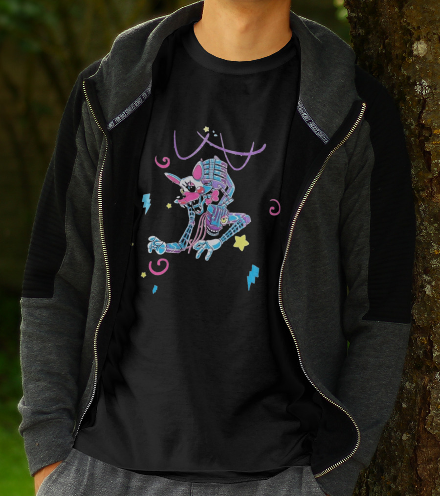 HEX X FNaF BTS Blacklight Mangle Purple Signature Stars Lightning Swirls T-Shirt