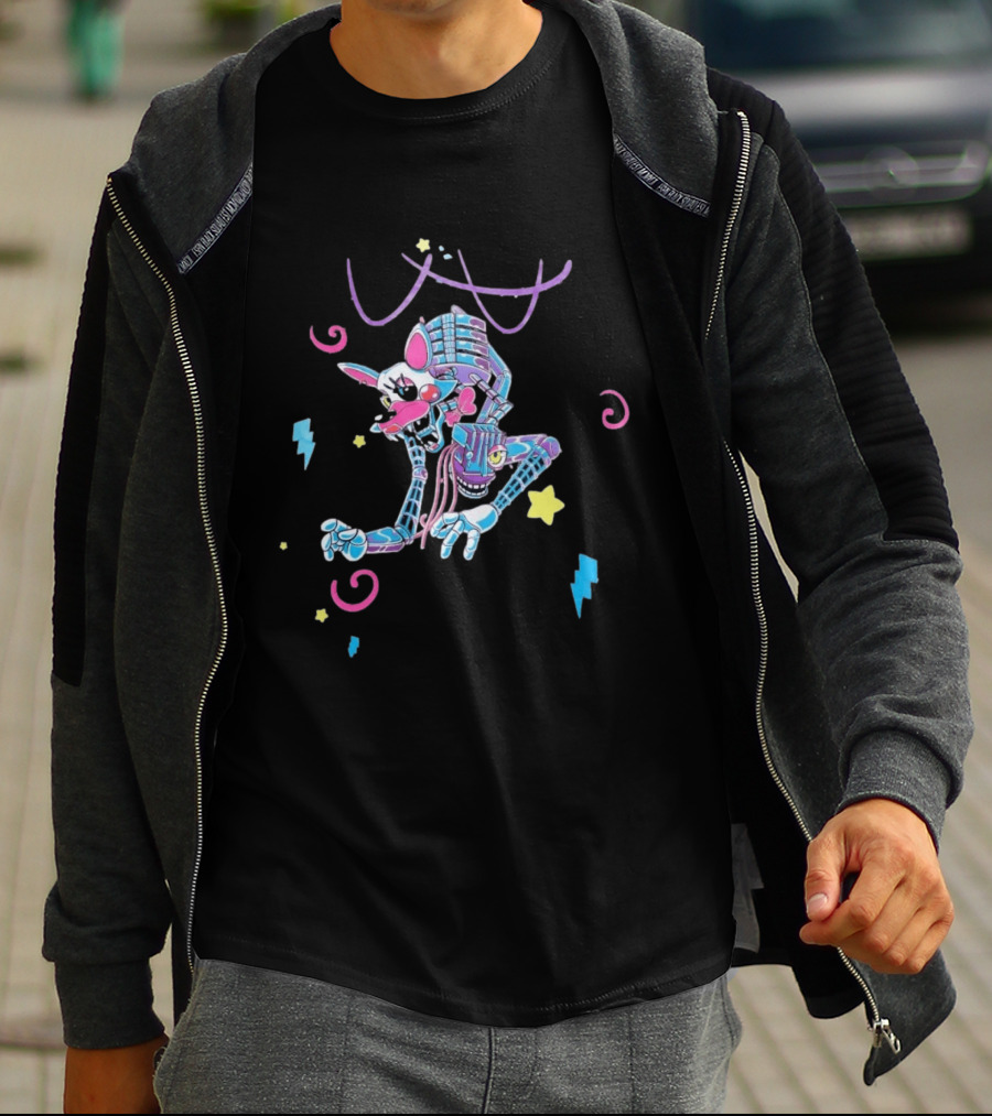 HEX X FNaF BTS Blacklight Mangle Purple Signature Stars Lightning Swirls T-Shirt