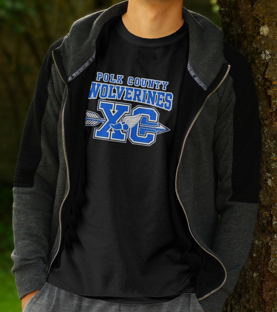 Polk County Wolverines XC Cross Country Arrow And Winged Foot T-Shirt