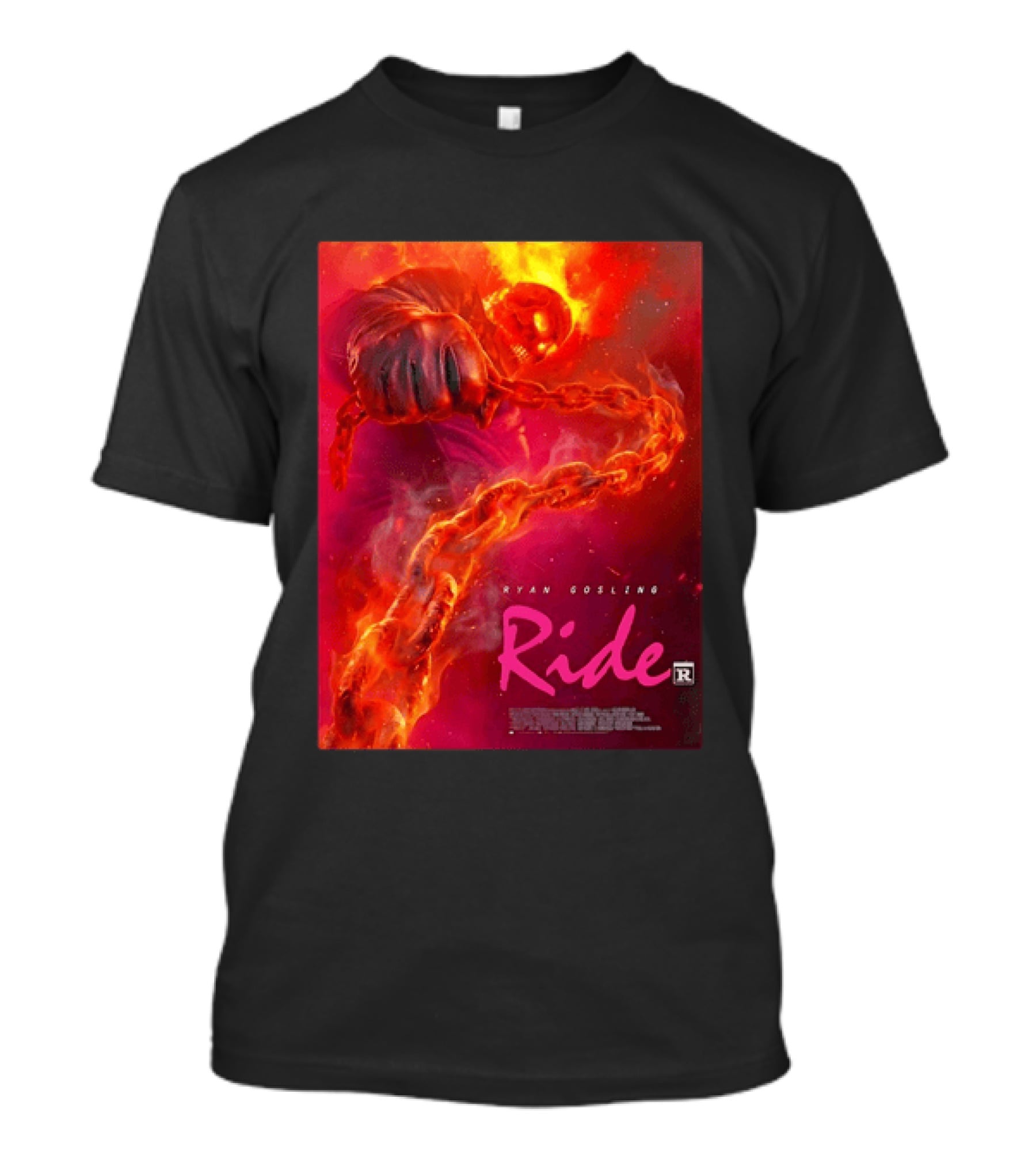 Ryan Gosling Ride Movie Ghost Rider Flaming Chain Image T-Shirt