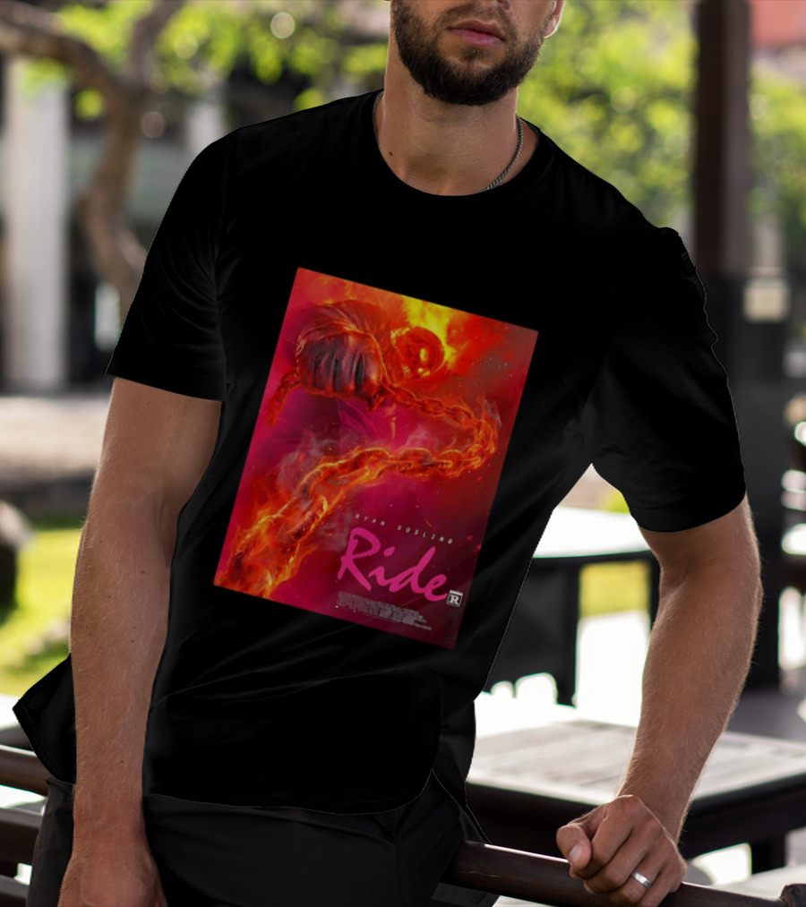 Ryan Gosling Ride Movie Ghost Rider Flaming Chain Image T-Shirt