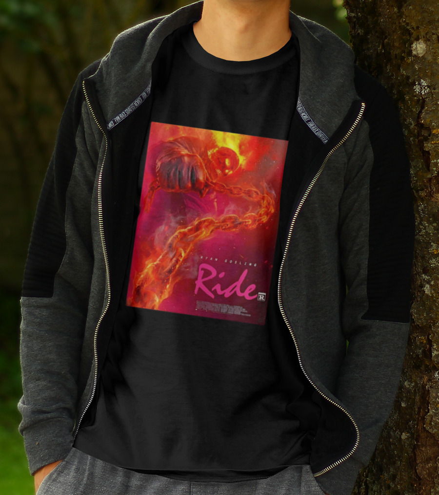Ryan Gosling Ride Movie Ghost Rider Flaming Chain Image T-Shirt