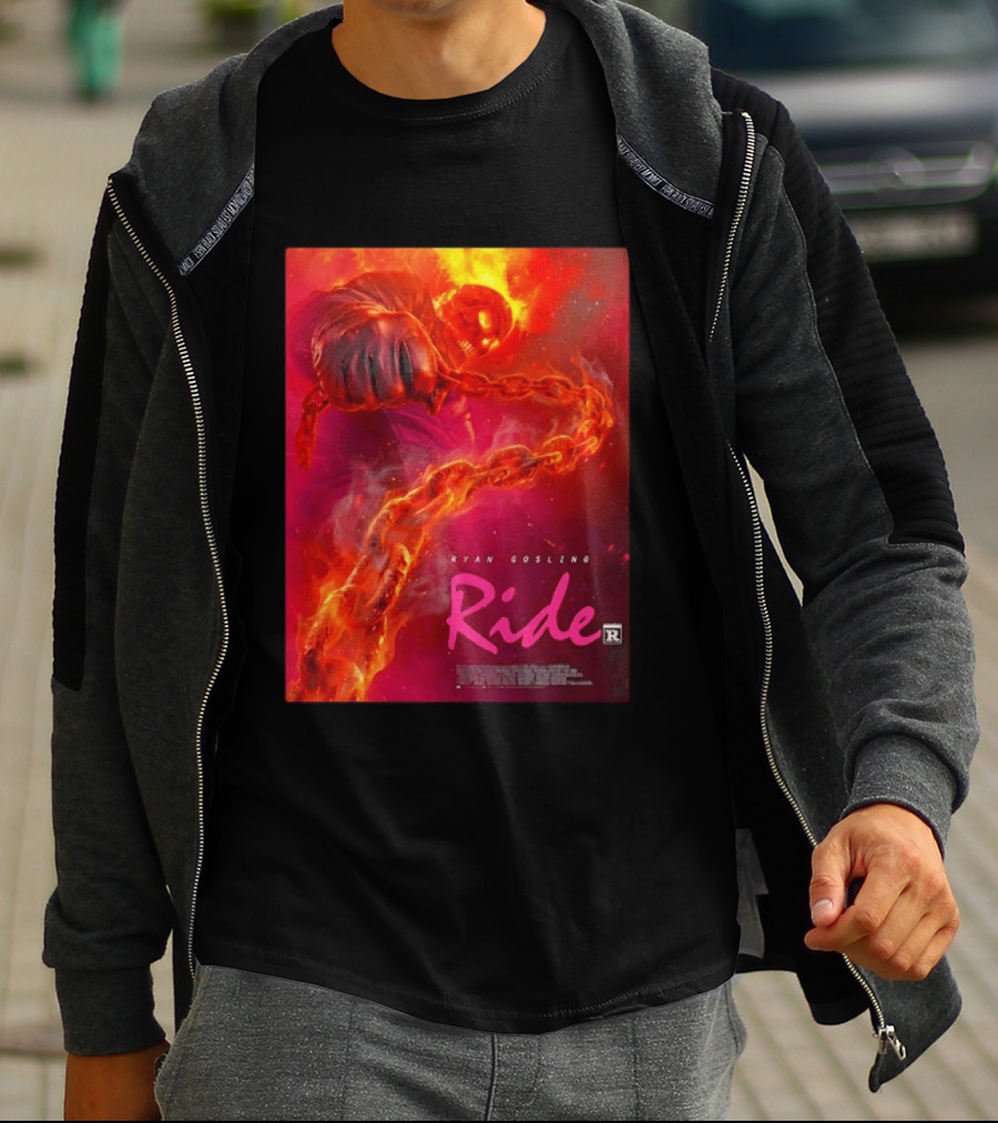 Ryan Gosling Ride Movie Ghost Rider Flaming Chain Image T-Shirt