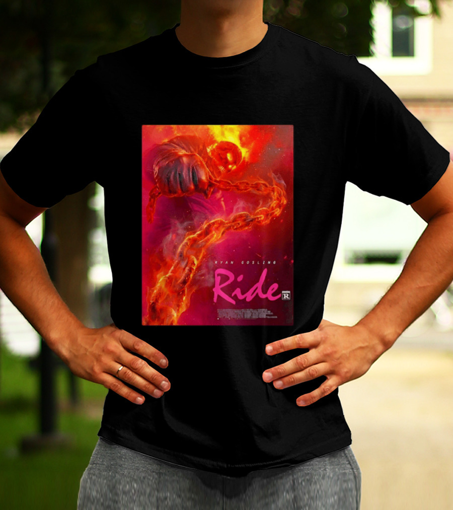 Ryan Gosling Ride Movie Ghost Rider Flaming Chain Image T-Shirt