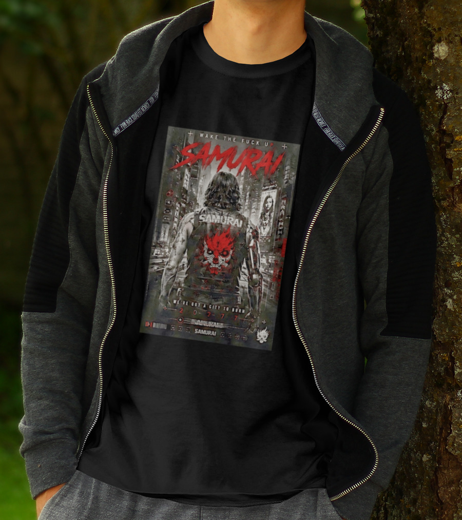 Samurai Wake The Fuck Up We've Got A City To Burn 2077 Cyberpunk Aesthetic T-Shirt