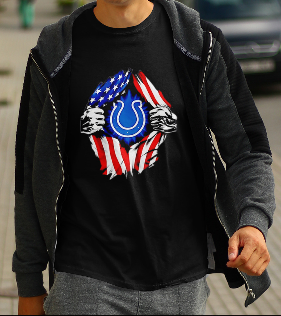 Indianapolis Colts American Flag Ripped Chest T-Shirt