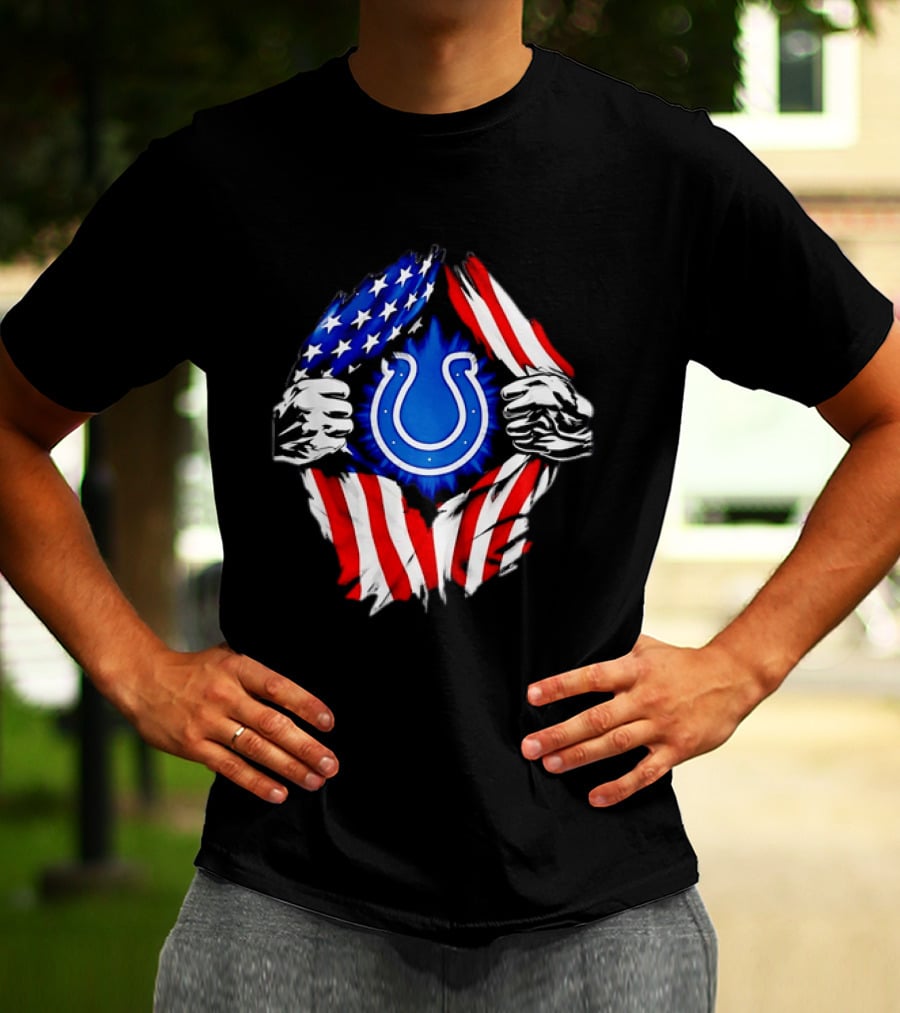 Indianapolis Colts American Flag Ripped Chest T-Shirt