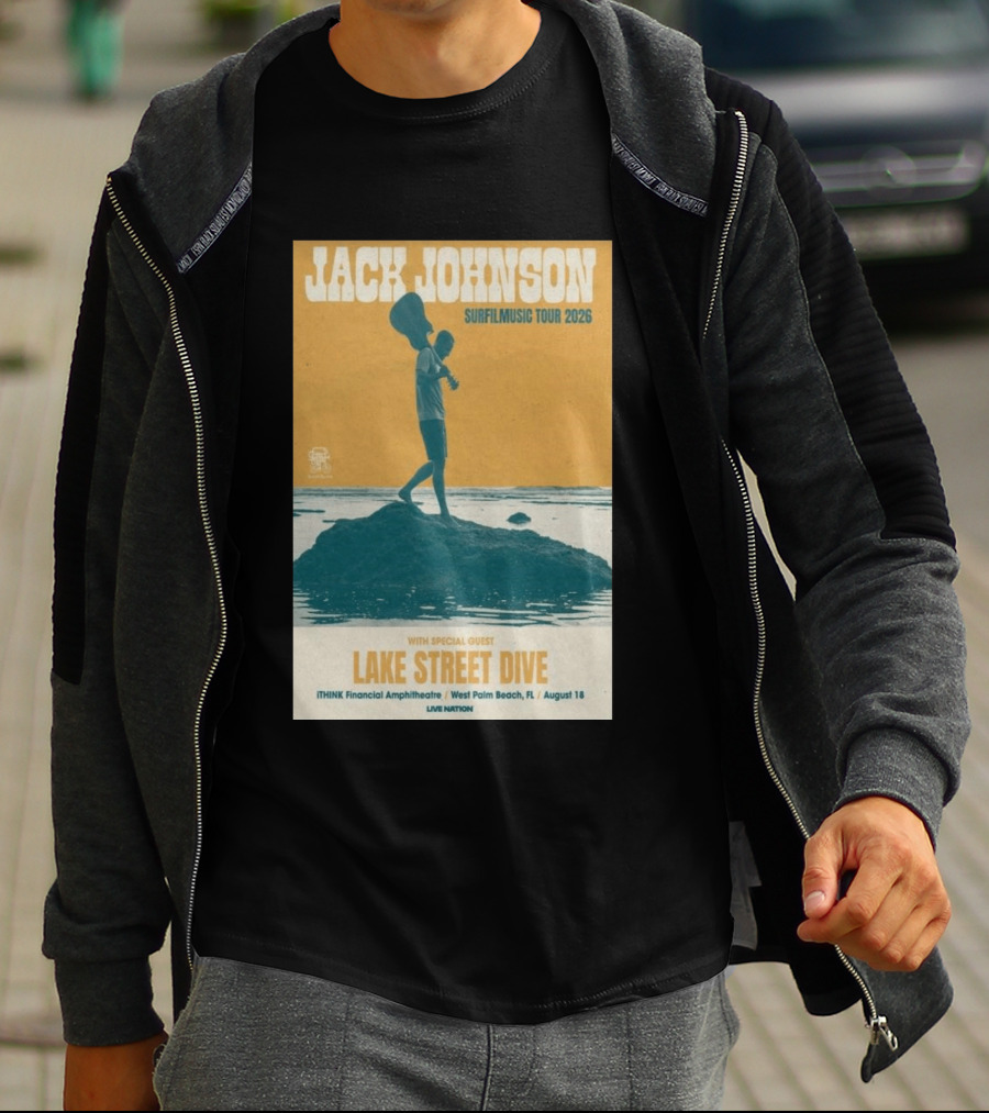 Jack Johnson Surfilmusic Tour 2026 Lake Street Dive ITHINK Financial Amphitheatre West Palm Beach August 18 T-Shirt