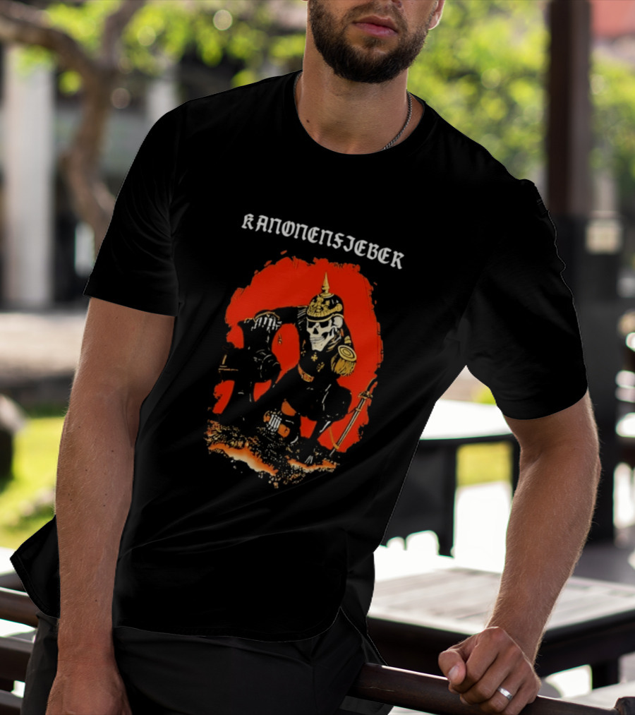 Kanonenfieber Skeleton Soldier Black Metal Warrior Artillery T-Shirt