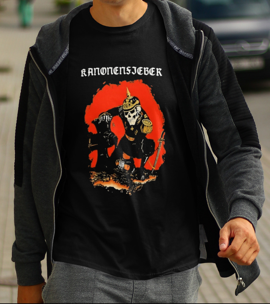 Kanonenfieber Skeleton Soldier Black Metal Warrior Artillery T-Shirt