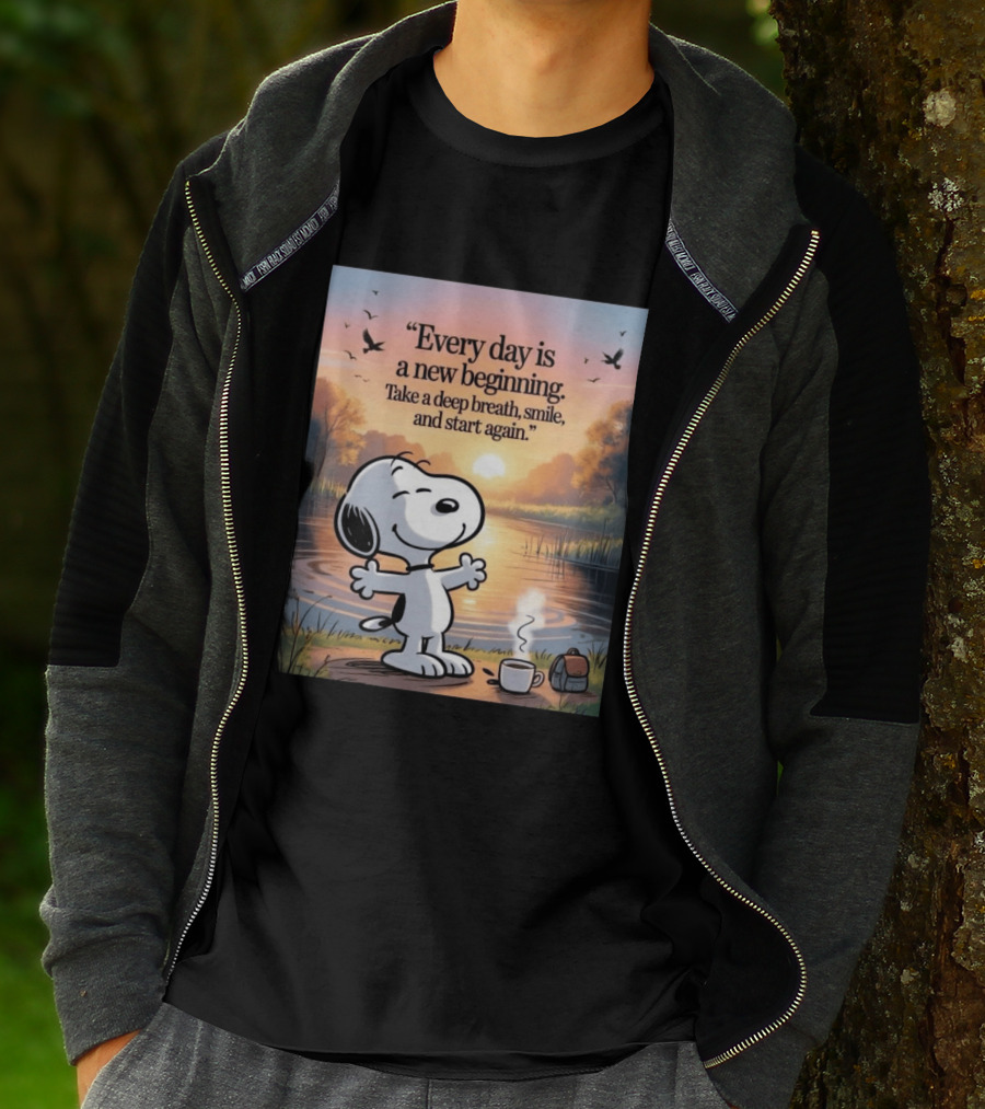 Every Day Is A New Beginning Snoopy Take A Deep Breath Smile And Start Again T-Shirt