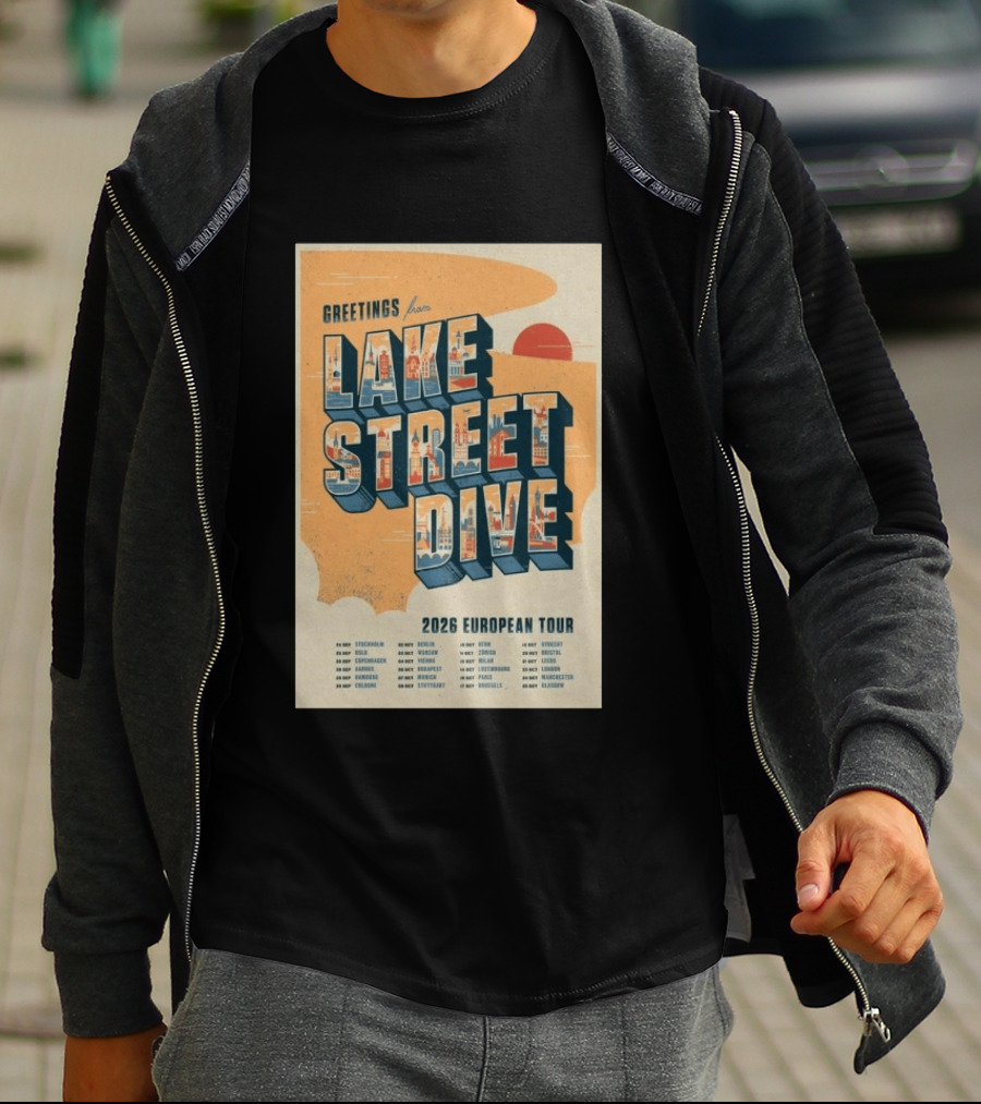 Greetings From Lake Street Dive 2026 European Tour Paris October 16 Le Bataclan T-Shirt