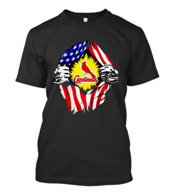 St Louis Cardinals Ripped American Flag Chest Baseball Fan Gear T-Shirt