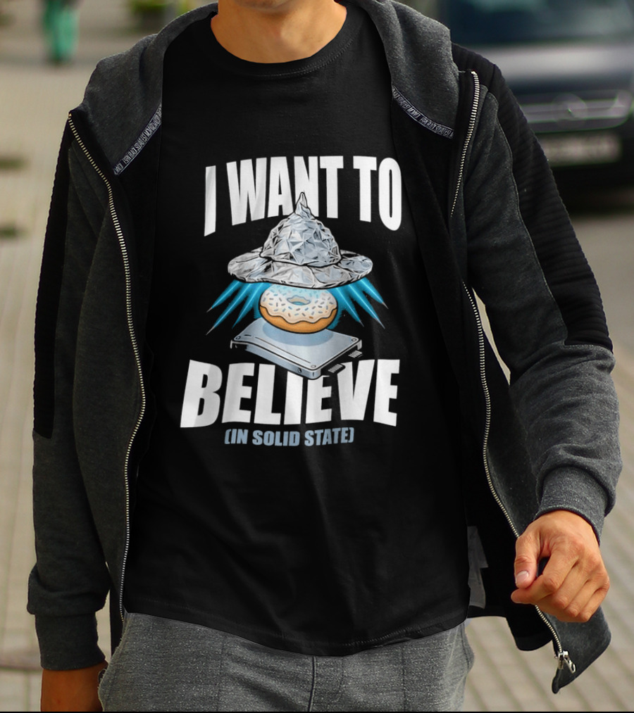 I Want To Believe UFO Donut In Solid State T-Shirt