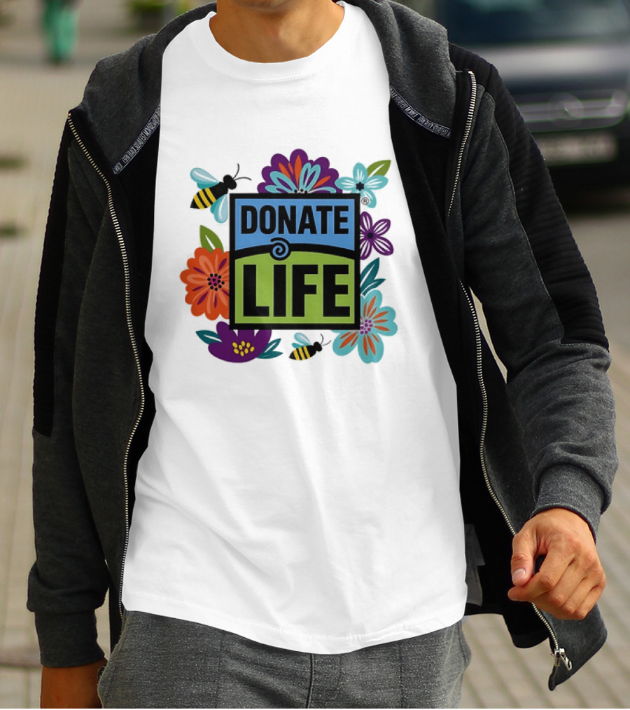Donate Life Floral Bee Awareness Organ Donation Colorful Flowers T-Shirt