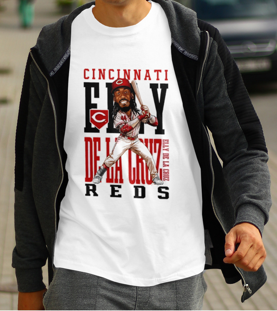 Cincinnati Reds Elly De La Cruz Baseball Caricature T-Shirt